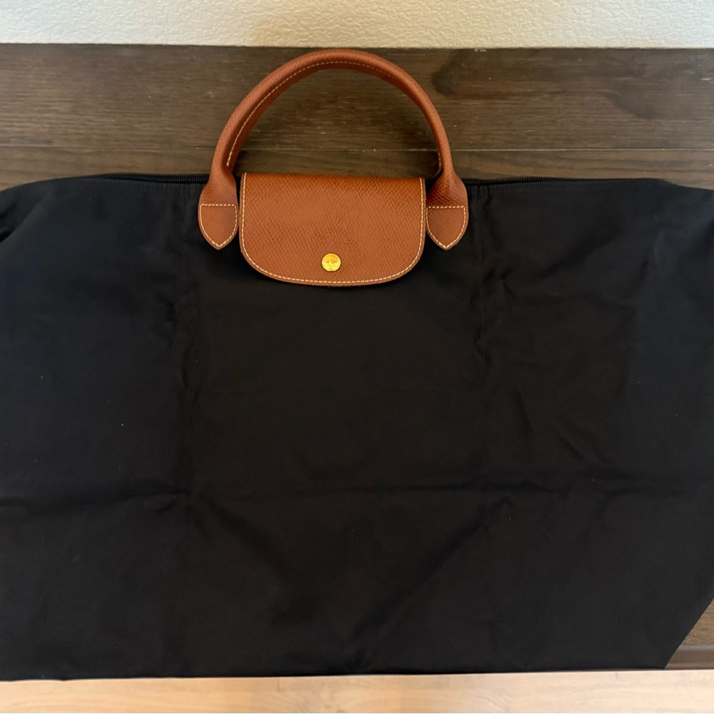 Longchamp Black and Brown Tote Bag